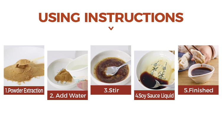 Het proces van het gebruik van sojasauspoeder